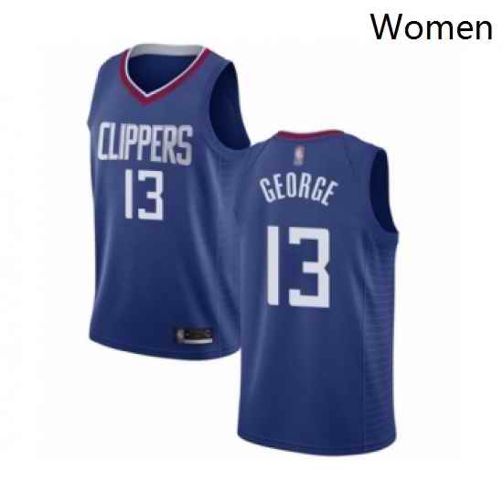 Womens Los Angeles Clippers 13 Paul George Authentic Blue Basketball Jersey Icon Edition